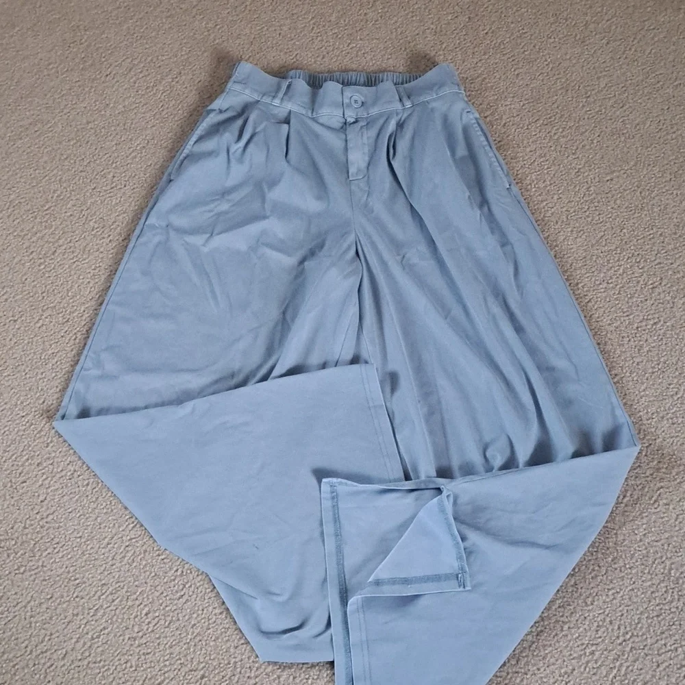 MEDIUM. HALARA HIGH WAISTED WIDE LEG DENIUM LOOK PALAZZO PANTS - Picture 5 of 9